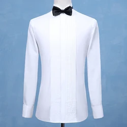 Moda smokingi dla pana młodego koszule drużba Groomsmen biały czarny czerwony mężczyźni koszule ślubne formalna okazja mężczyźni koszule Wingtip Collar