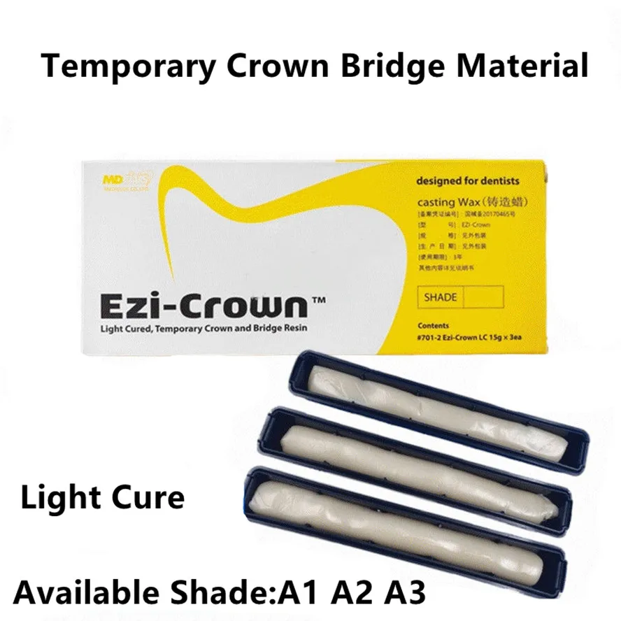 Ezi-Crown Dental Temporary Crown Bridge Material Light-Cure Composite Resin Shade A1 A2 A3 Impression Casting Modelling Wax