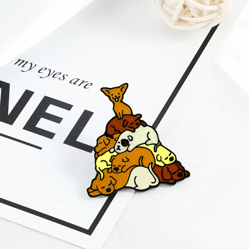 Cartoon Funny Dogs Enamel Brooches Cute Animals Badge Kids Backpack Icon Brooch Pins Unisex Jewelry Accessories Gift For Friends