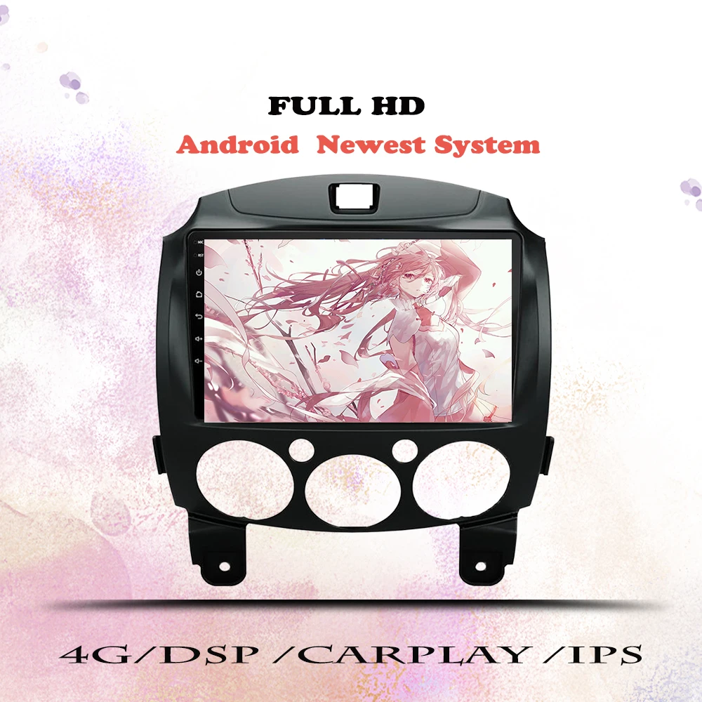 

9'' QLED 2 Din Android 14.0 Car DVD Multimedia Video Player For Mazda 2 2007 - 2014 Car Radio Stereo GPS Navigation 4G Sim WiFi