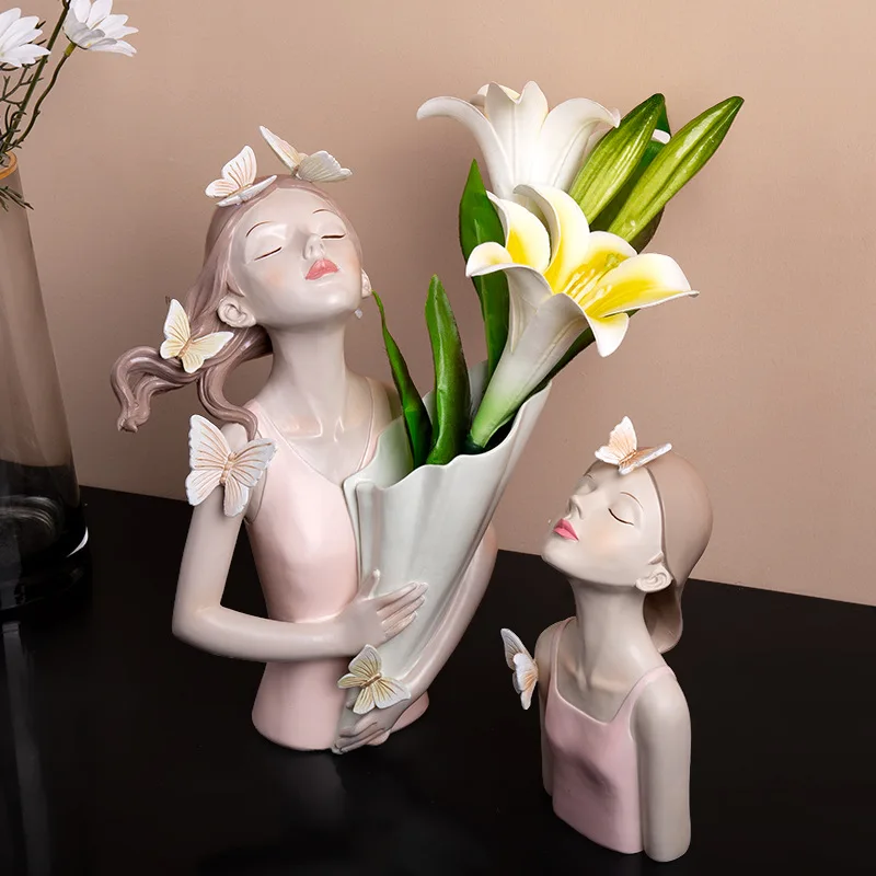 NORTHEUINS Resin Butterfly Girl Figurines Character Model Art Modern Storage Statues Home Living Room Desktop Decor Objects Item