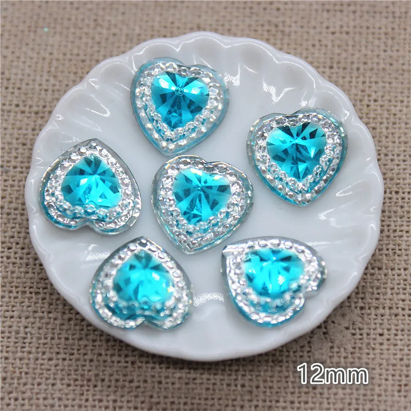 100pcs 12mm Shiny Resin Rhinestone Bicolor Heart Button Home Garden Crafts Cabochon Scrapbook DIY Accessories