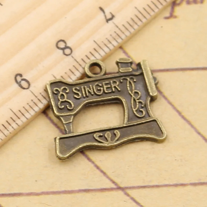 20pcs Charms Singer Treadle Sewing Machine 20x17mm Tibetan Bronze Silver Color Pendants Antique Jewelry Making Handmade Craft