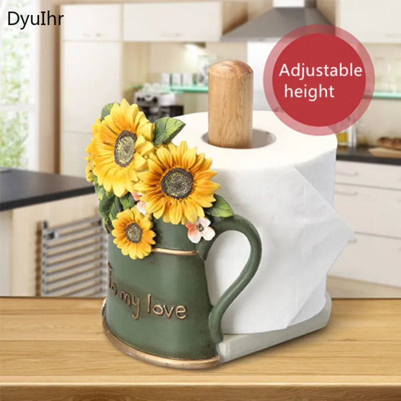 

DyuIhr Kitchen Supplies Paper Towel Rack Vertical Perforation-Free Creative Rose Flower Roll Paper Holder Household Shelf