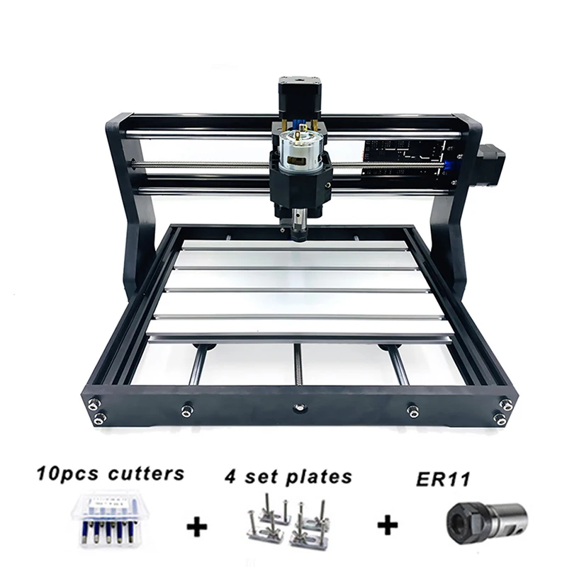 

CNC 3018 Pro Metal GRBL control with 200W Spindle,3 Axis pcb Milling machine, metal body， support laser engraving，Diy Wood Route