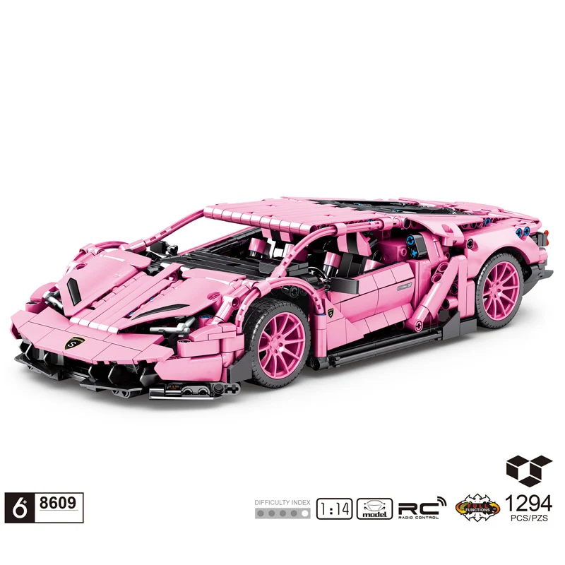 2.4Ghz Remote Control Technical Vehicle Building Block Super Sport Car Model Pink Centenario Lp770-4 Supercar RC Toys Bricks