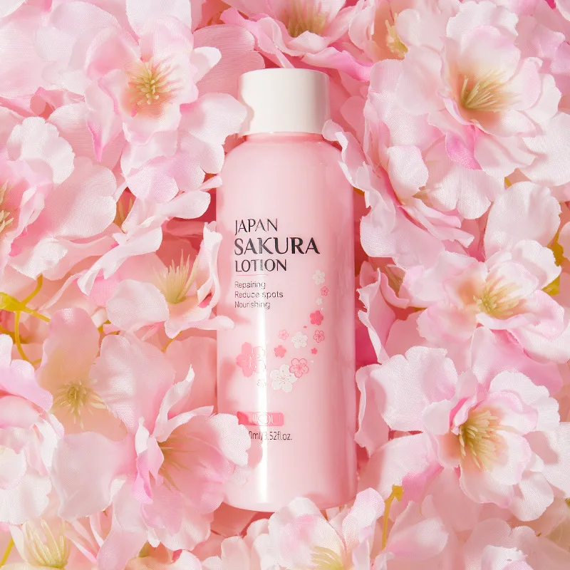 3 buah Set Perawatan Kulit Sakura Toner pelembap asam hialuronat pembersih Pengontrol Minyak Losion emulsi perawatan wajah