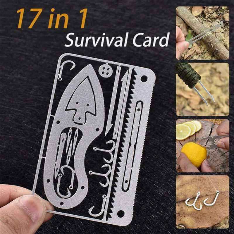 Multifunction Camping Survival Tool, Fishing Gear, Hook Card Knife, Tactical Hunting Hand Tools, Outdoor Survival Tools, 17 in 1