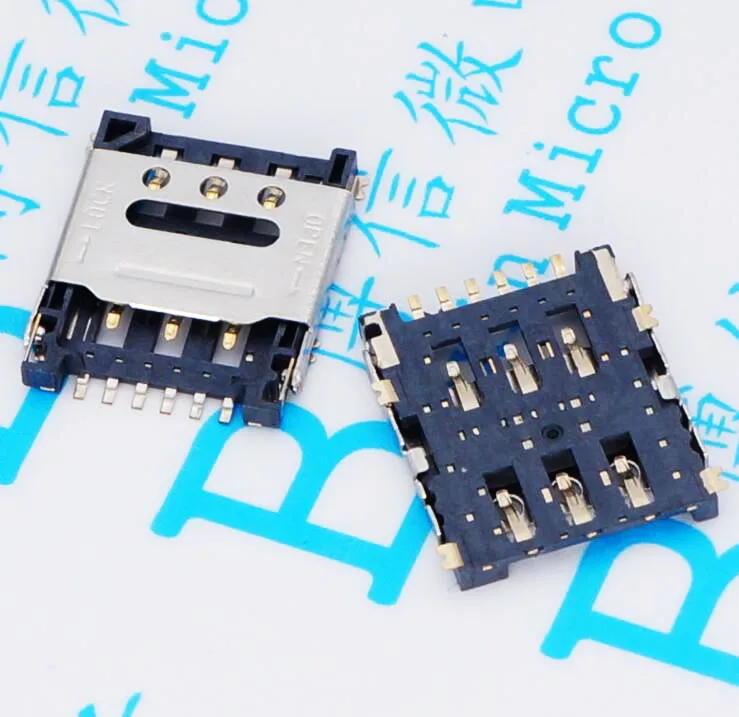 6P 6-Pin Nano Sim Card Slot Socket Adapter Connector Nano-Sim Clamshell Flip Gold Plating Hoge kwaliteit Voor Telefoons Lte Module