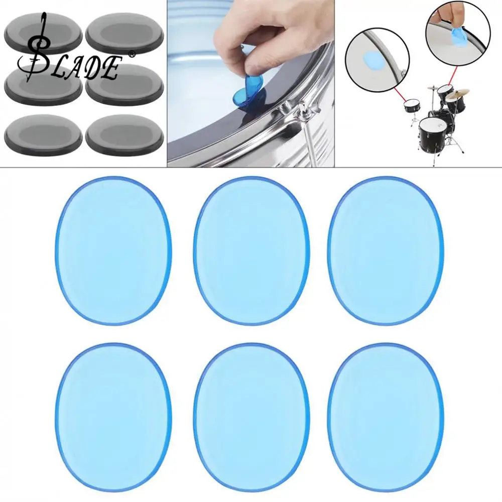 

6pcs/set Gel Drum Mute Pad Transparent Silicone Jazz Snare Drum Muffler 2 Colors Optional