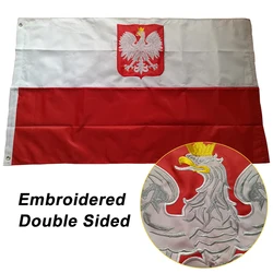 Double-sided Embroidered Sewn Poland Flag Polish National Flag World Country Banner Oxford Fabric 3x5ft 150x90cm