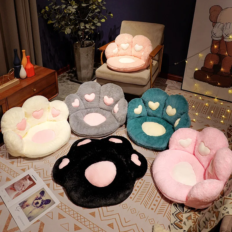 New Style 50/60cm Bear Cat Paw Plush Seat Cushion Ins Lovely Home Decoration Floor Mat Stuffed Soft Chair Rest Cushion Dolls