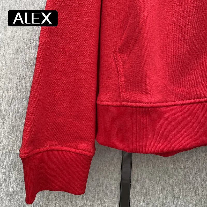 AlexPlein hoodie men sweatshirts one piece skull embroidery streetwear men 100% cotton couple clothing tracksuit men fashion red