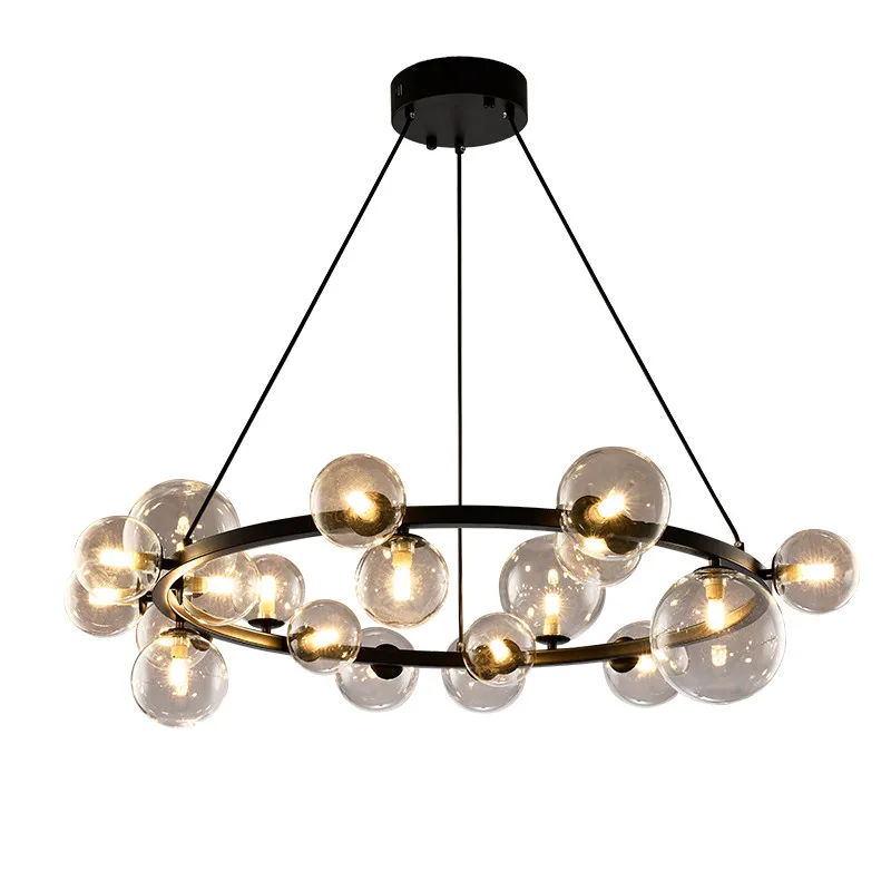 Modern Nordic Gold / Black Round Metal G9 Led Chandelier Glass Globes Modo Pendant Chandelier Lighting Indoor Lighting Fixtures