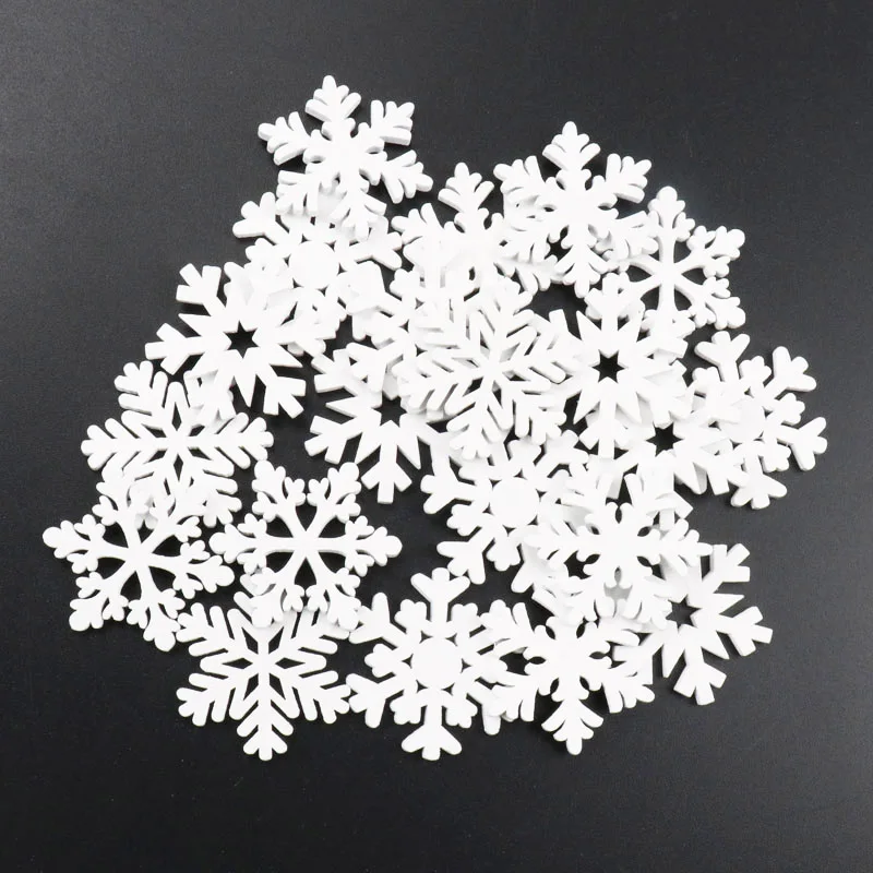 20 sztuk drewniane boże narodzenie Snowflake naturalne Scrapbooking Craft dla ozdoby Handmade DIY rękodzieło dekoracji 25-35mm