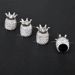 4Pcs Crown Bling Diamond Crystal Wheel Caps Rhinestone Clay ABS Car Tires Valves Tyre Stem Air Valve Caps Airtight Cover Bling