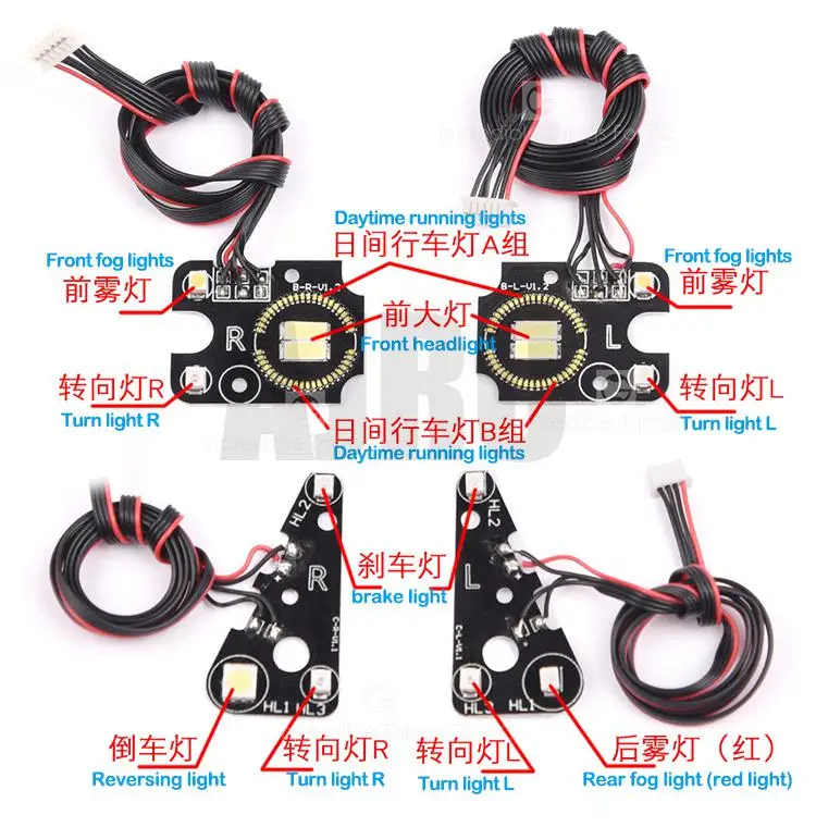 For Trx-4 Defender Wireless Bluetooth Linkage Lights Headlights / Daytime Running Lights / Turning Lights / Reversing Lights