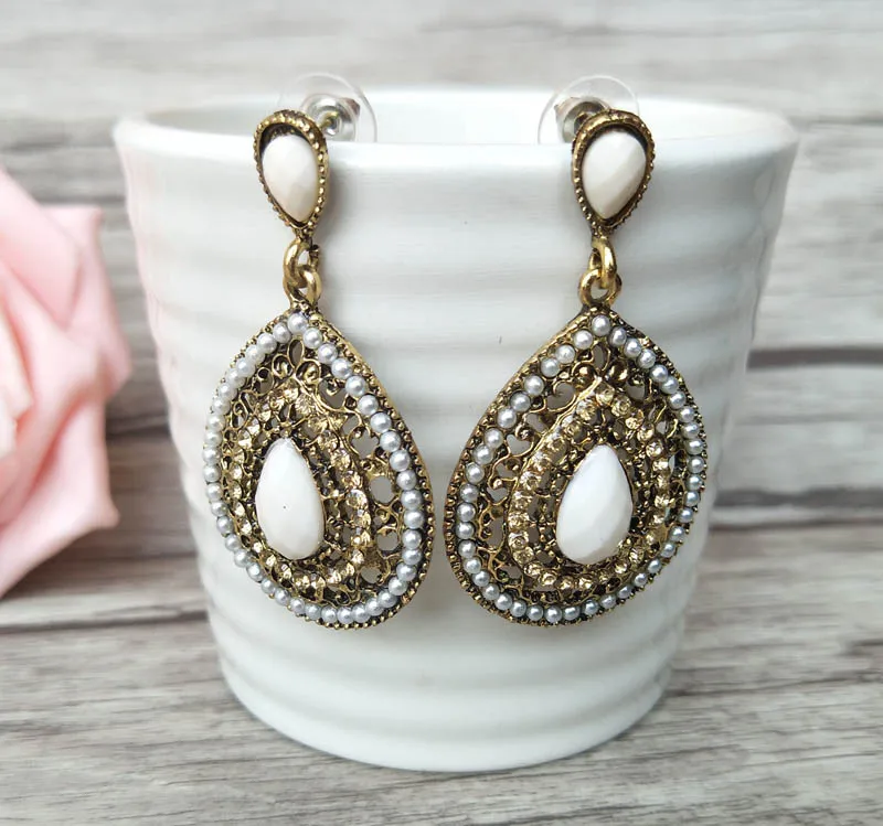 1 Pair Drusy Natural Agat e Dangle earrings, Druzy Pearl Earrings,druzy gem stone earrings, Handmade Jewelry For Women ER243