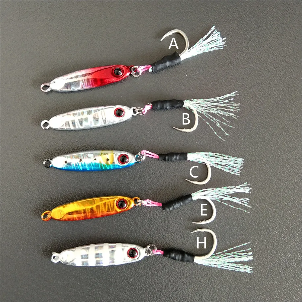 Swolfy 5PCS/LOT 35mm 6g Micro JIG Fishing Bait Rockfishing Mini Bait with Single Hook Isca Artificial Lure Microjig Jigging Lure