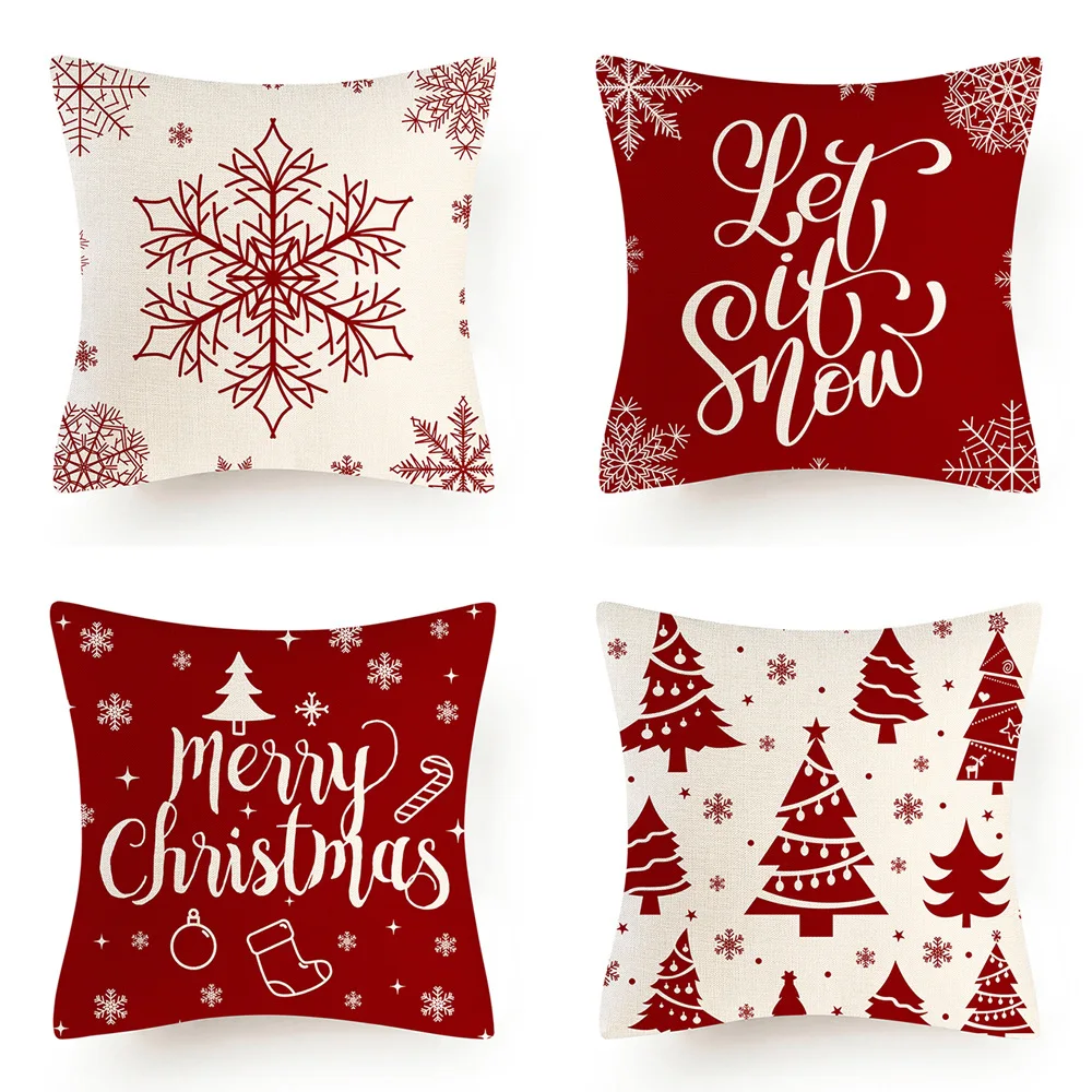 WUYI Adornos De Navidad 45x45cm New Year Gift Xmas Decorations Linen Pillowcase Cushion Merry Christmas Decorations for Home Noe