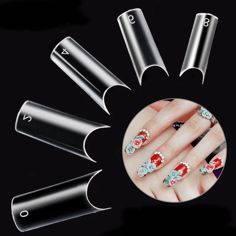 500 Stück halbfranzösische C-förmige künstliche Nagelspitzen aus Acryl-UV-Gel, ultraflexible Maniküre-Kunstnägel – Detail 2