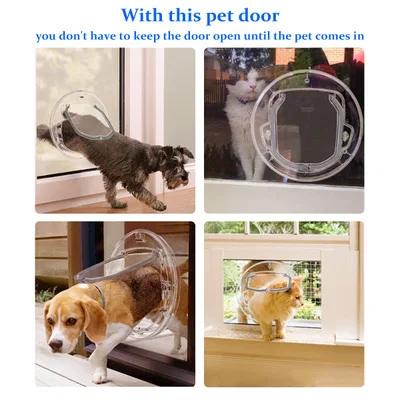 

Controllable Two-Way Entry and Exit Dog Door Cat Door Pet Door Round Plastic Cat Door Dog Door Hole Pet Supplies