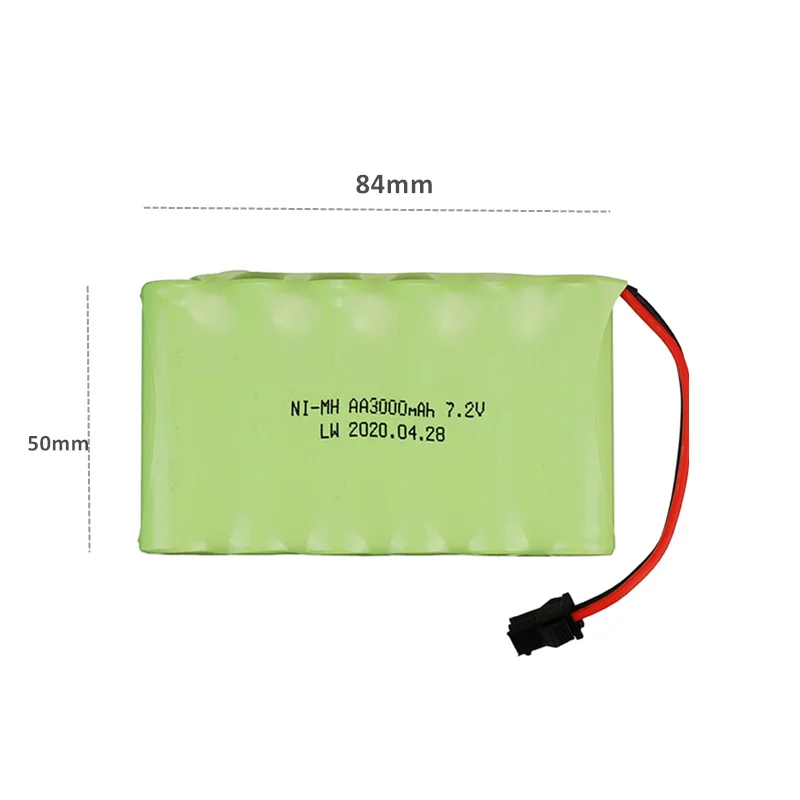 بطارية قابلة لإعادة الشحن ni-mh 7.2v 2800mah ، شاحن 7.2v للسيارة ، لعبة التحكم عن بعد ، خزان ، قطار ، روبوت ، قارب ، بندقية 5 * AA 7.2v