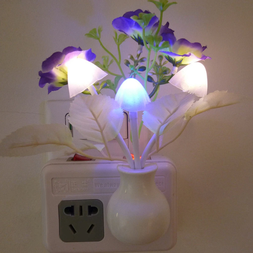 Novelty 7 Color Night Light US Plug Induction Dream Mushroom Fungus Luminaria Lamp 220V LED Mushroom Lamp led night lights