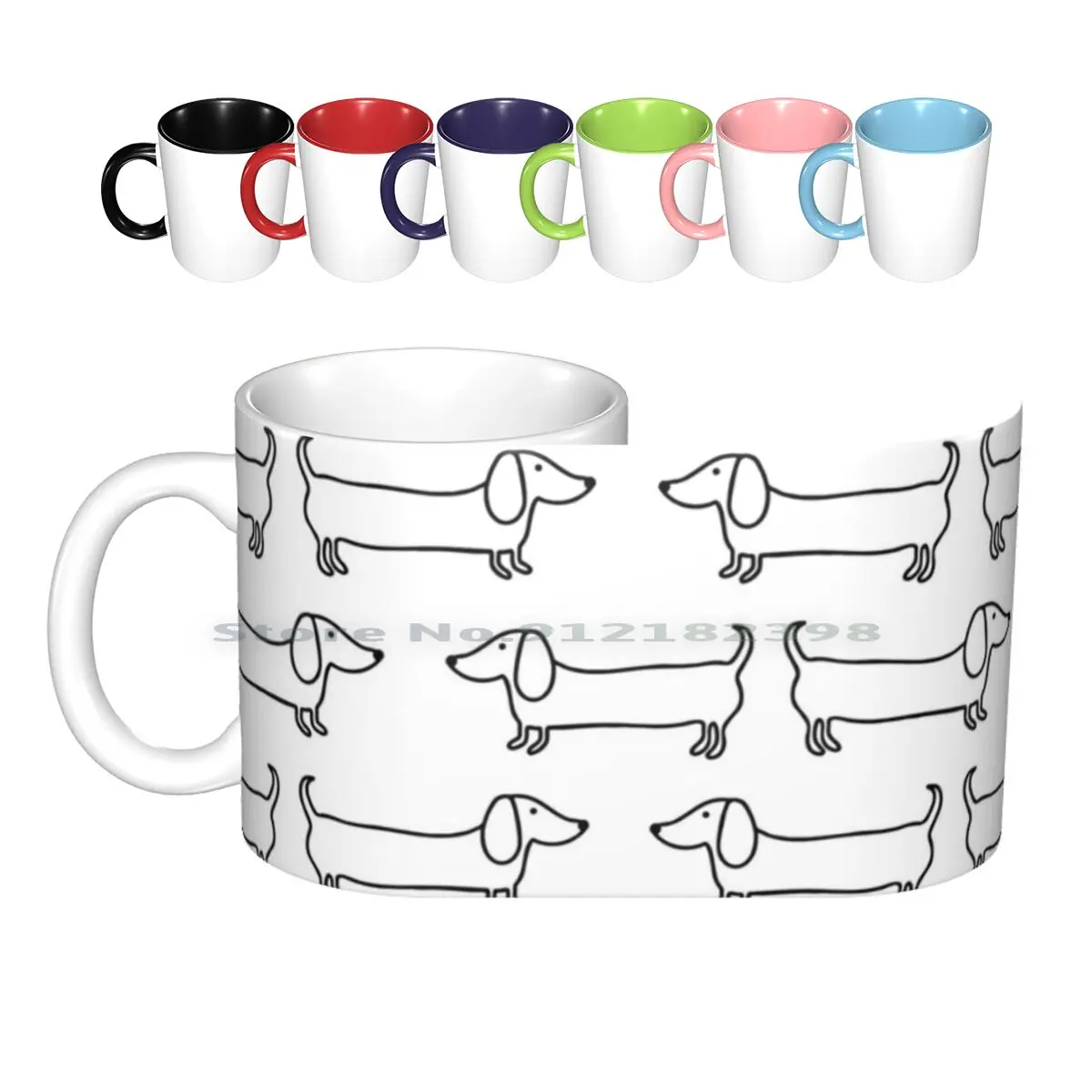 Dachshund In Black-White Ceramic Mugs Coffee Cups Milk Tea Mug Dachshund Sausage Dog Dog Handdrawn Dog Doglover Blackandwhite