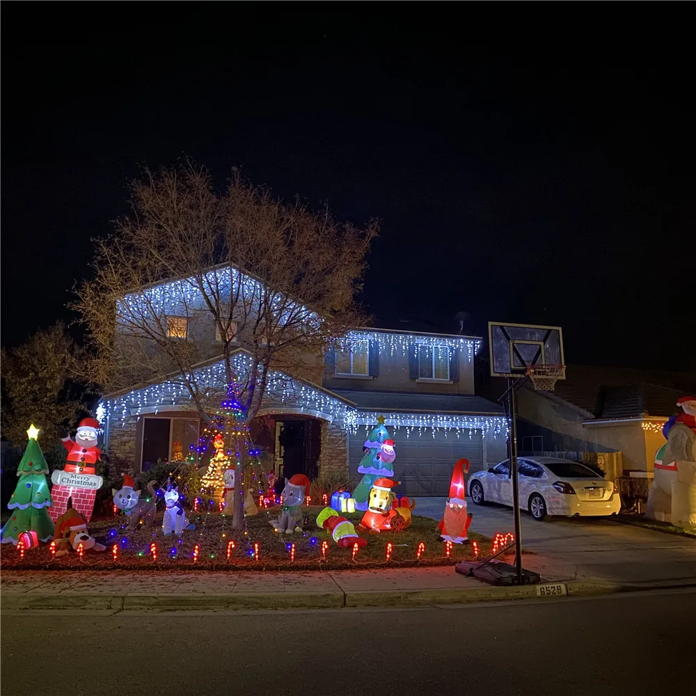 Luci di Natale Ghiacciolo 5M Larghezza 0,5-0,7M Altezza 216 LED Tenda Tenda Onda Fata Ghirlanda con 36 gocce per Garden House Decori Decorazioni natalizie 2025 / Capodanno 2025 Impermeabile