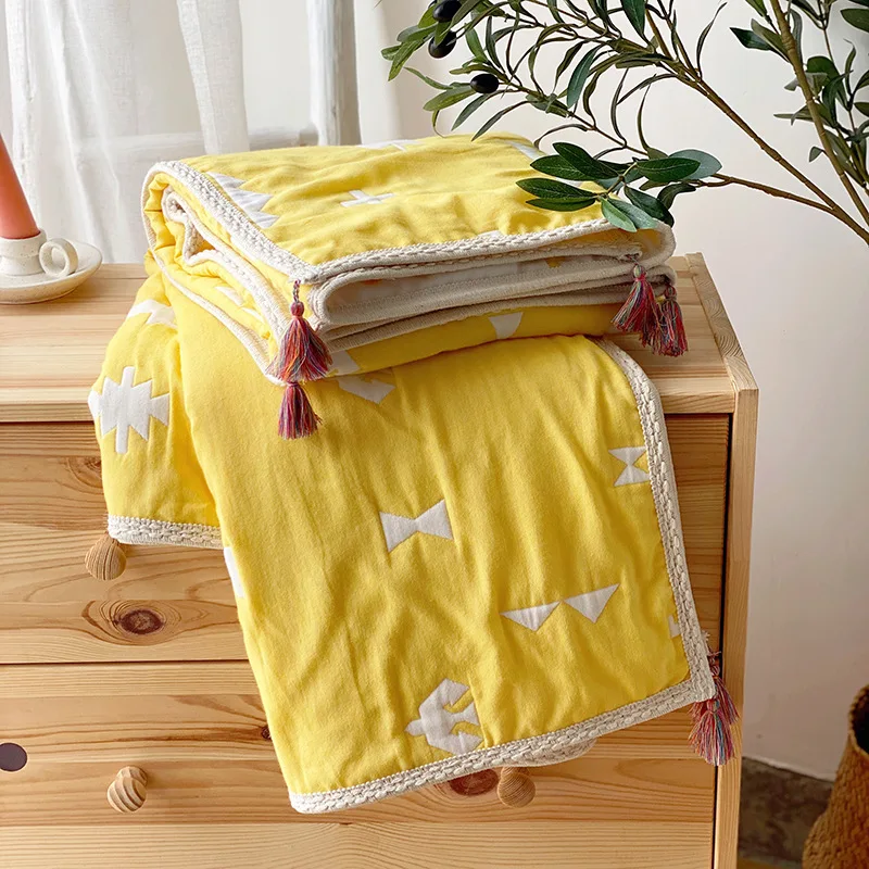 

Cashmere Blanket For Home Sofa Bed Children's Cotton Gauze Blankets Covers Quilt 6 Layers Of Cashmere Decorative Bedspreads