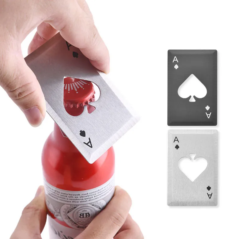 

1PCS Black / Silver EDC Poker Card Opener Spades Beer Bottle Opener Personalized Stainless Steel Bottle Opener Bar Tool