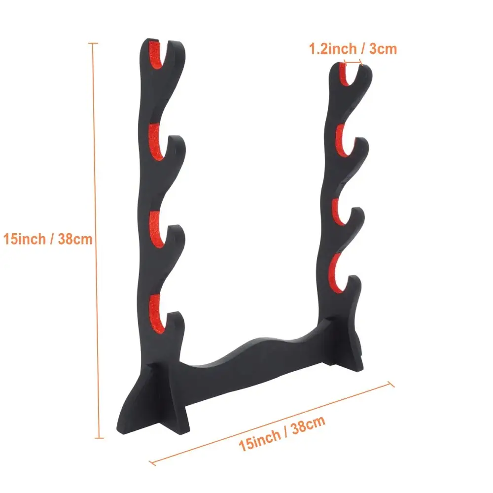 กำมะหยี่เบาะดาบขาตั้ง Felt ป้องกันผู้ถือจอแสดงผล Samurai ดาบ Katana Wakizashi Tanto Holder 4ชั้น