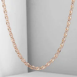 2.5mm Thin Womens 585 Rose Gold Color Necklace Snail Link Paperclip Chain For Women Girl Elegant Fashion Jewelry Gifts CN15A