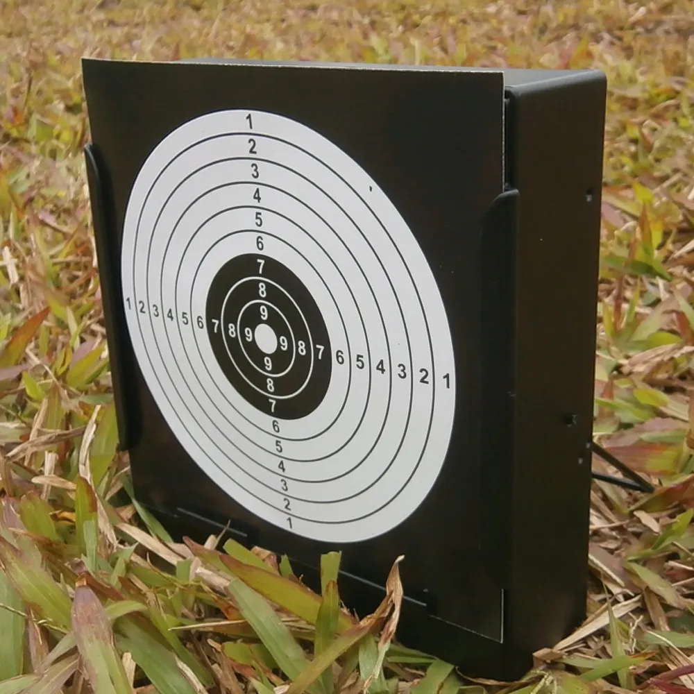 5.50"*5.50"(14cmx14cm) Square Black Pellet Trap+20 All-Black Paper Targets for AirRifle, Airgun, PelletGun, Steel & Plastic BBs