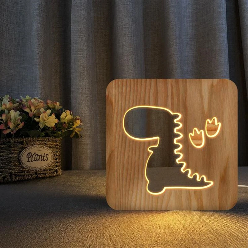 Children's Room Led Night Light dinosaur led Lamp ins LED Table Lights Christmas Wood night light kids new year Decoration led