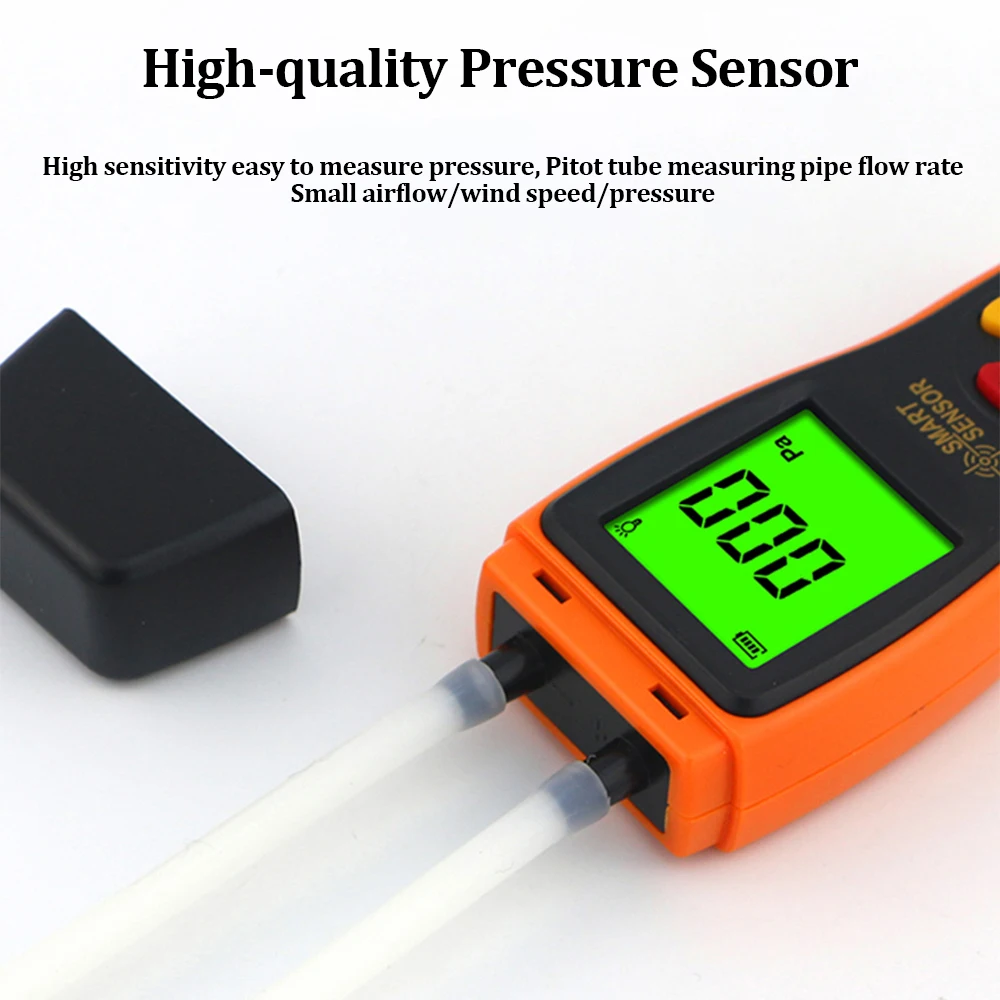 High Precision Digital Dual-port Manometer Meter Differential Air Pressure Gauges Tester 0-100 hPa/0-45.15 in H2O