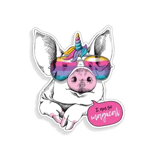 

Pig Unicorn Rainbow Sticker Magical Car Cup Laptop Window Bumper Wall Door Decal