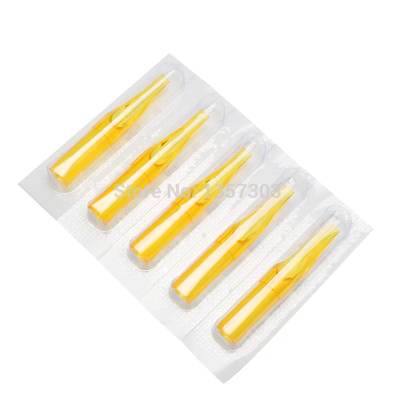 50Pcs Disposable Tattoo Tips Golden Color M5 M7 M9 M11 M14 Flat Tips pre-sterilized For M1 M2 RM F Tattoo needles Free Shipping