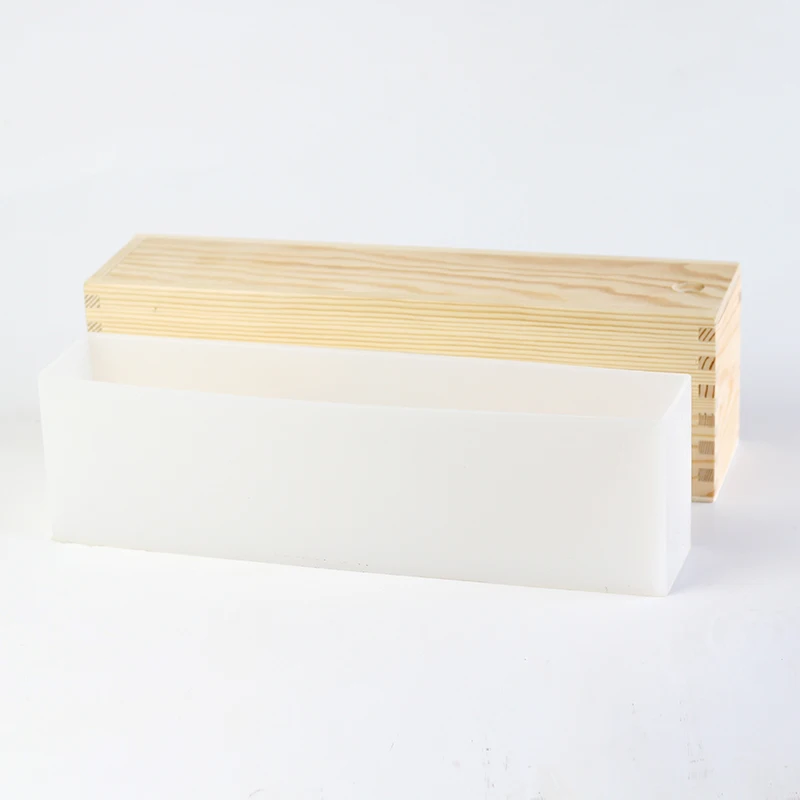 Silicone Soap Mold Rectangular Silicone Liner with Wooden Box DIY Handmade Loaf Mould Making Tool