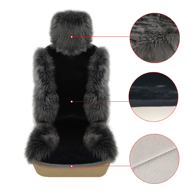 AUTOROWN 2PC Long Fur Sheepskin Car Seat Covers Autumn and Winter Interior Accessories Auto Seat Protector 2018 hot sale