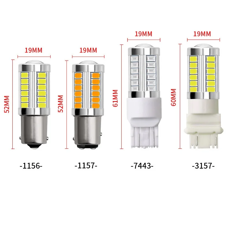 2pcs 1156 BA15S P21W 1157 P21/5W BAY15D BAU15S PY21W LED Car Tail Bulb Brake Lights Reverse Lamp Daytime Running Signal Light