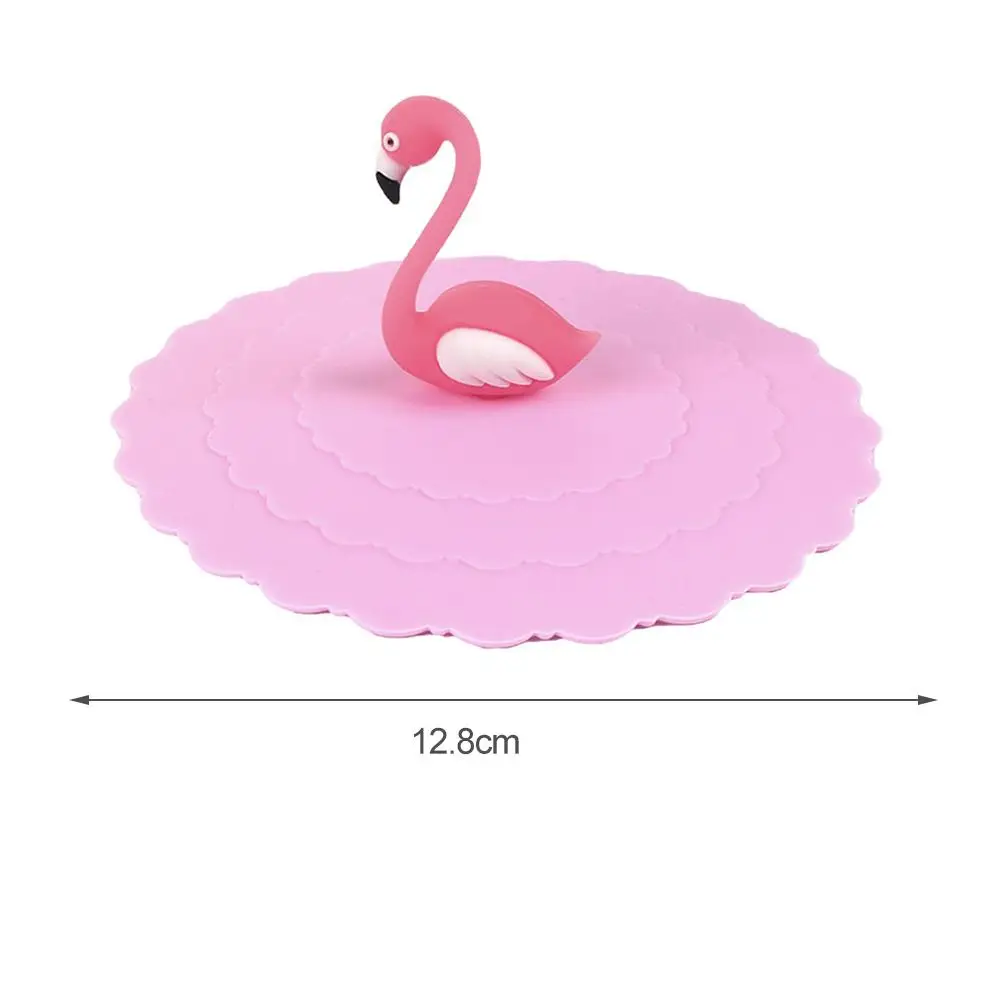 Silicone Flamingo Cup Cap Leakproof Cup Lids Heat Resistant Reusable Sealed Cover Kitchen Tea Cup Accessories