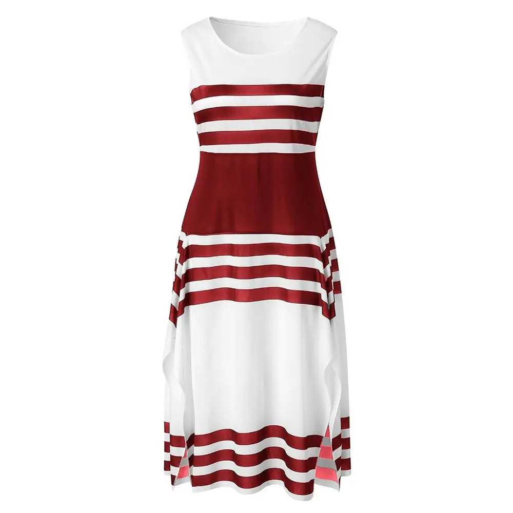 Jocoo Jolee 2024 Summer Women Dresses Fashion Stripe Sleeveless Round Neck Casual Dress Female Irregular Midi Party dresses