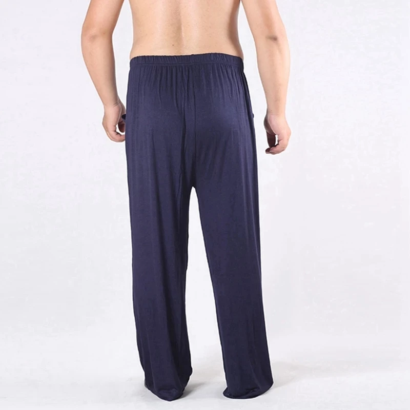 Calça solta macia respirável masculina, bottoms para dormir modal, elástica, fina, plus size 8XL, roupa de casa, primavera, verão