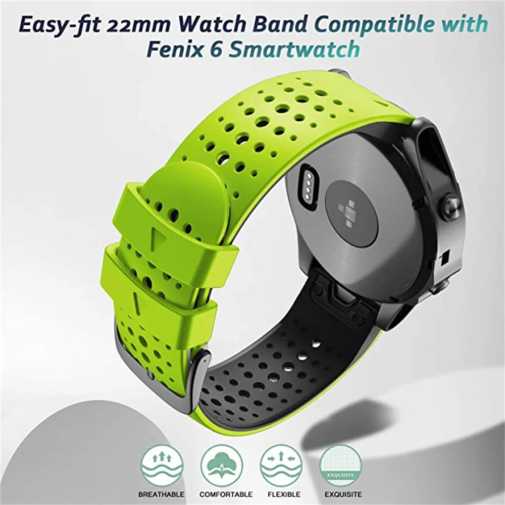 ANBEST Silicone Watch Band 22mm Width  Replacement Strap for Fenix 6 5 5 Plus 6 Pro Band for Forerunner 935 945