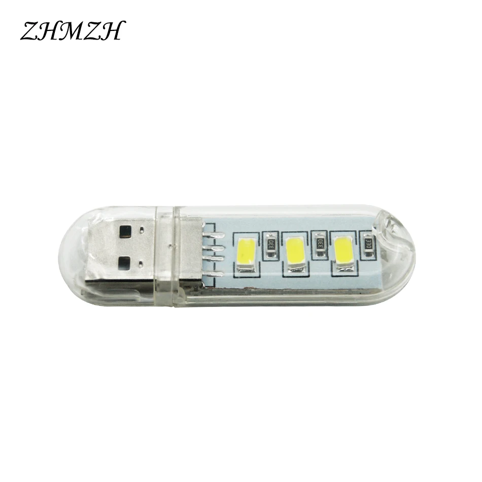 3LEDs 1.5W Reading Lamps USB Night Lights Mini Book Light Portable U Disk LED Lamp Power Bank Powered 12 colors