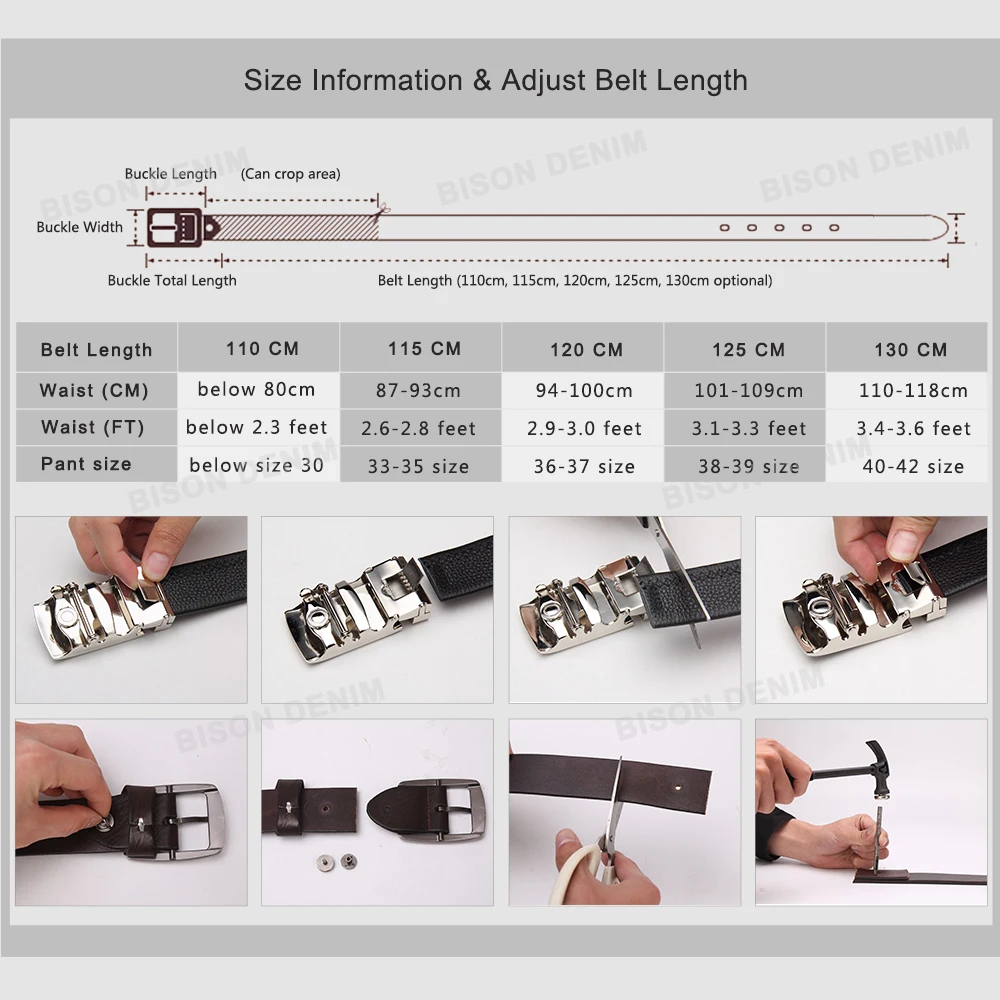 BISON DENIM Men\'s Jeans Belts Pin Buckle Cowhide Genuine Leather Belts Vintage Brand Waistband Strap Belt For Men Male N71350