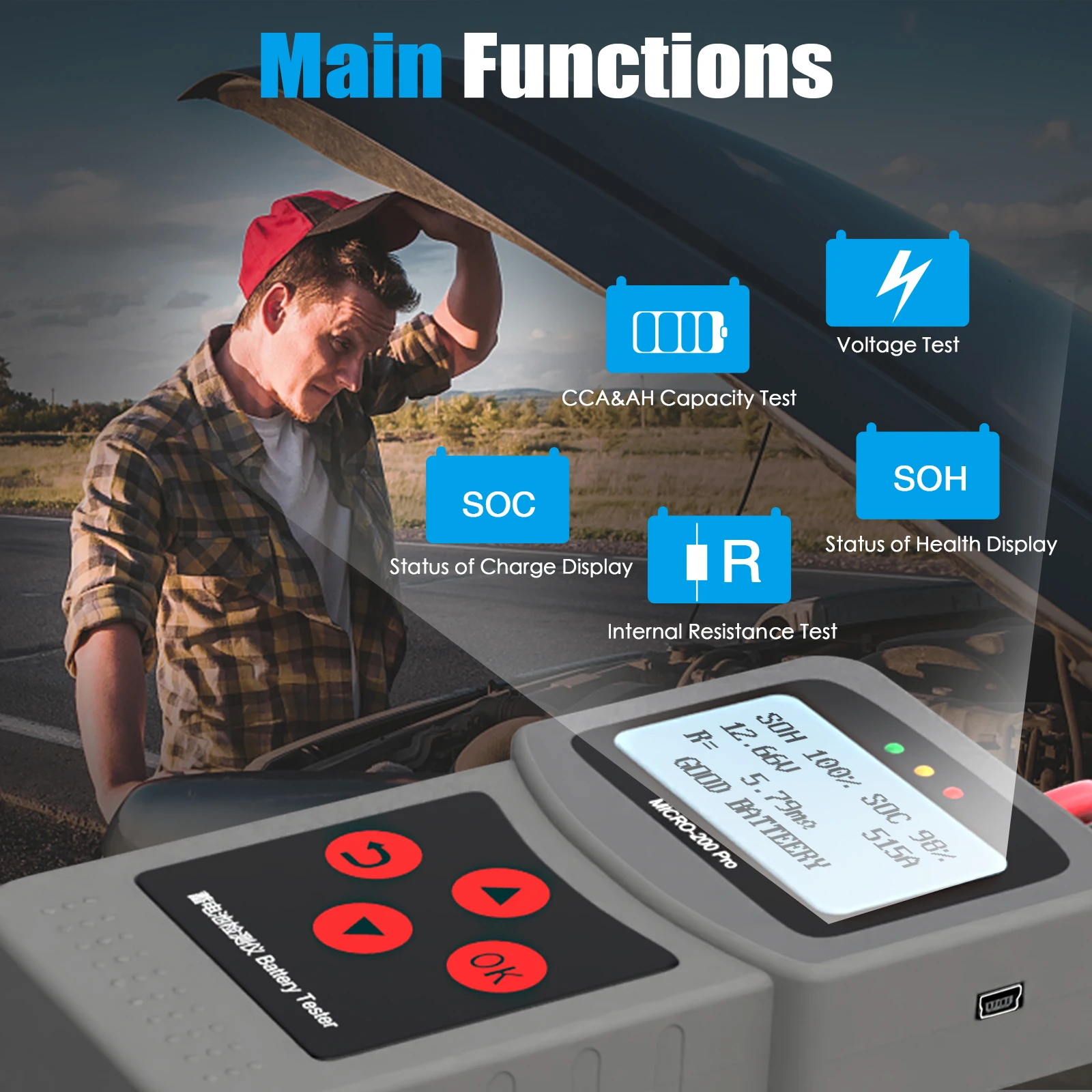 Lancol Micro200 Pro Battery Tester 12V Battery System Analyzer Automotive Battery Health Test Tools Diagnostic Tools