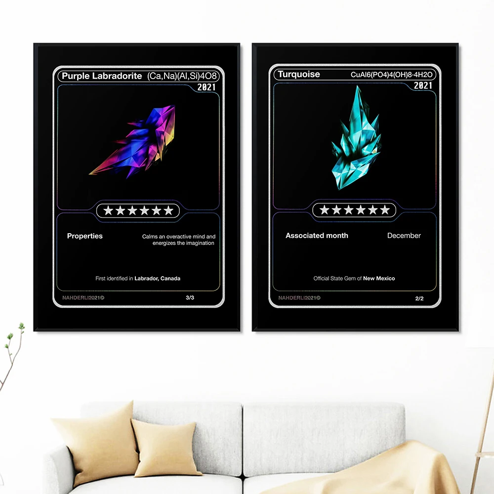 Turquoise Poster Labradorite Crystal Gem Vintage Print Wall Art Canvas Painting Fashion Picture Living Room Nordic Home Decor